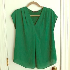 INC emerald green blouse size small